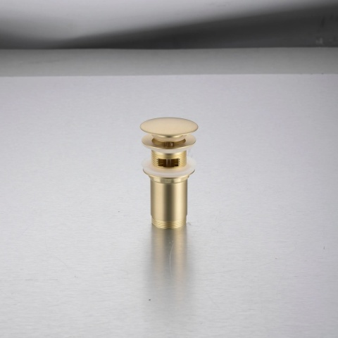 Korek umywalkowy mosiężny Klik Klak model C z przelewem - Brushed Gold Korek umywalkowy mosiężny Klik Klak model C z przelewem - Brushed Gold