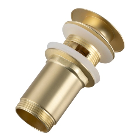 Korek umywalkowy mosiężny Klik Klak model C z przelewem - Brushed Gold Korek umywalkowy mosiężny Klik Klak model C z przelewem - Brushed Gold