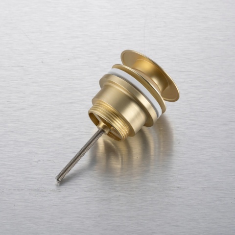 Korek umywalkowy mosiężny Klik Klak model D uniwersalny - Brushed Gold Korek umywalkowy mosiężny Klik Klak model D uniwersalny - Brushed Gold