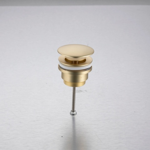 Korek umywalkowy mosiężny Klik Klak model D uniwersalny - Brushed Gold Korek umywalkowy mosiężny Klik Klak model D uniwersalny - Brushed Gold