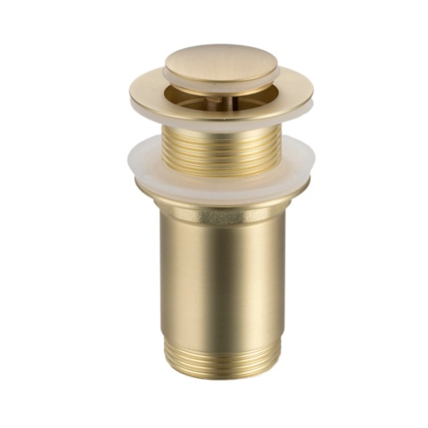 Korek umywalkowy mosiężny Klik Klak model E bez przelewu - Brushed Gold Korek umywalkowy mosiężny Klik Klak model E bez przelewu - Brushed Gold
