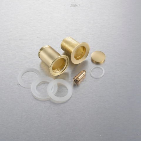 Korek umywalkowy mosiężny Klik Klak model E bez przelewu - Brushed Gold Korek umywalkowy mosiężny Klik Klak model E bez przelewu - Brushed Gold
