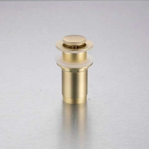 Korek umywalkowy mosiężny Klik Klak model E bez przelewu - Brushed Gold Korek umywalkowy mosiężny Klik Klak model E bez przelewu - Brushed Gold