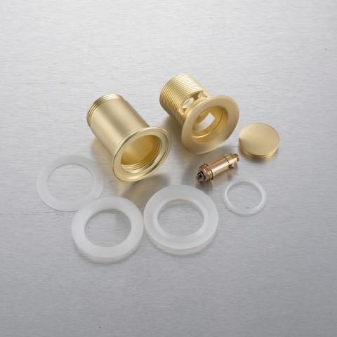 Korek umywalkowy mosiężny Klik Klak model E z przelewem - Brushed Gold Korek umywalkowy mosiężny Klik Klak model E z przelewem - Brushed Gold