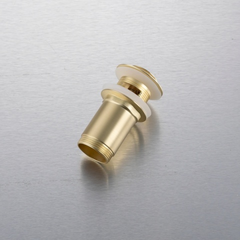 Korek umywalkowy mosiężny Klik Klak model E z przelewem - Brushed Gold Korek umywalkowy mosiężny Klik Klak model E z przelewem - Brushed Gold