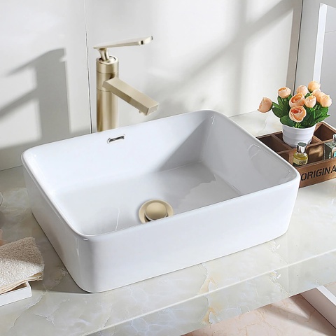 Korek umywalkowy mosiężny Klik Klak model E z przelewem - Brushed Gold Korek umywalkowy mosiężny Klik Klak model E z przelewem - Brushed Gold