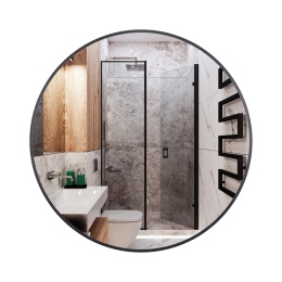 Lustro niepodświetlane okrągłe CORINA BLACK 70 cm, rama aluminiowa