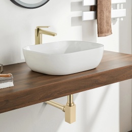Syfon umywalkowy mosiężny kwadratowy Brushed Gold