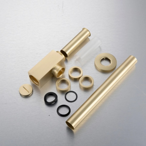 Syfon umywalkowy mosiężny kwadratowy Brushed Gold Syfon umywalkowy mosiężny kwadratowy Brushed Gold