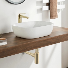 Syfon umywalkowy mosiężny okrągły Brushed Gold