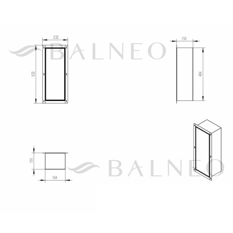 WALL-BOX BRUSH "S" LEWY - WHITE GLASS 53,2 x 23,2 x 15 cm WALL-BOX BRUSH "S" LEWY - WHITE GLASS 53,2 x 23,2 x 15 cm