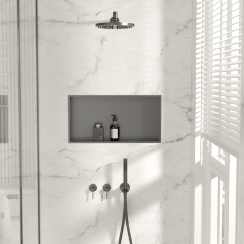 WALL-BOX NO RIM - Półka wnękowa bezramkowa Gun Metal 60x30x10 cm WALL-BOX NO RIM - Półka wnękowa bezramkowa Gun Metal 60x30x10 cm