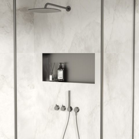 WALL-BOX NO RIM - Półka wnękowa bezramkowa Gun Metal 60x30x10 cm WALL-BOX NO RIM - Półka wnękowa bezramkowa Gun Metal 60x30x10 cm
