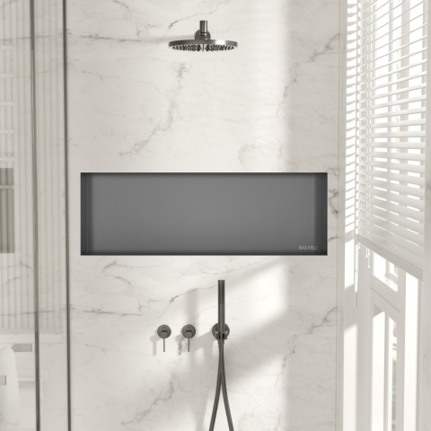 WALL-BOX NO RIM - Półka wnękowa bezramkowa Gun Metal 90x30x10 cm WALL-BOX NO RIM - Półka wnękowa bezramkowa Gun Metal 90x30x10 cm