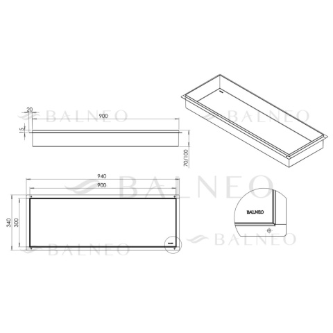 WALL-BOX NO RIM - Półka wnękowa bezramkowa Gun Metal 90x30x10 cm WALL-BOX NO RIM - Półka wnękowa bezramkowa Gun Metal 90x30x10 cm