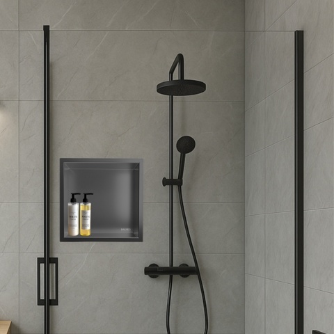 WALL-BOX ONE - Półka wnękowa GUN METAL 30x30x7 cm WALL-BOX ONE - Półka wnękowa GUN METAL 30x30x7 cm