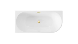 Wanna wolnostojąca narożna prawa AVOLA z pokrywką MIRROR GOLD - 150 x 75 cm