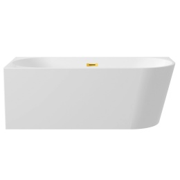 Wanna wolnostojąca narożna prawa AVOLA z pokrywką MIRROR GOLD - 150 x 75 cm