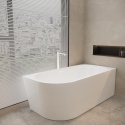 Wanna wolnostojąca narożna prawa AVOLA z pokrywką WHITE - 150 x 75 cm