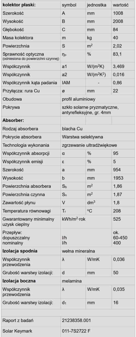 Kolektor słoneczny ENSOL ES2V/2,0 HE Kolektor słoneczny ENSOL ES2V/2,0 HE
