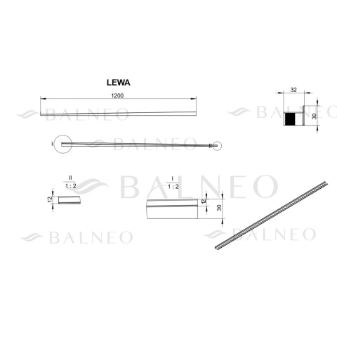 Listwa spadkowa podłogowa lewa 120 cm Gun Metal Listwa spadkowa podłogowa lewa 120 cm Gun Metal