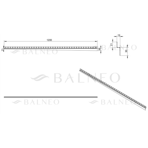 Listwa spadkowa przyścienna lewa 120 cm Gun Metal Listwa spadkowa przyścienna lewa 120 cm Gun Metal