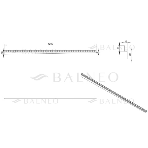 Listwa spadkowa przyścienna prawa 120 cm Gun Metal Listwa spadkowa przyścienna prawa 120 cm Gun Metal