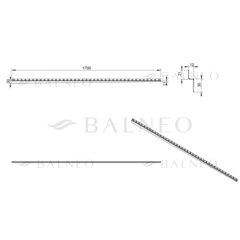 Listwa spadkowa przyścienna prawa 170 cm Gun Metal Listwa spadkowa przyścienna prawa 170 cm Gun Metal