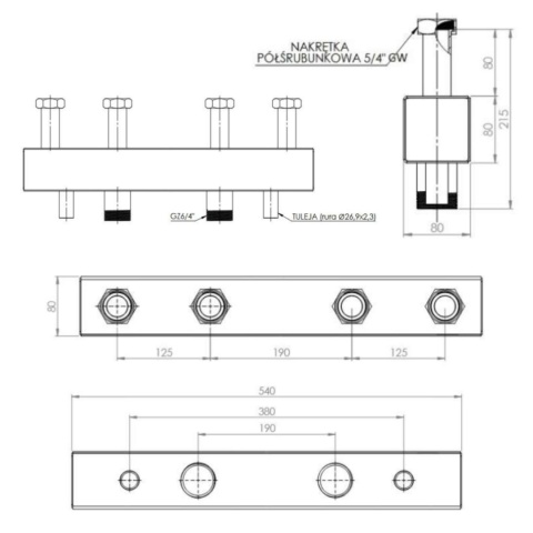 Rozdzielacz 2-obiegowy 120 kW do C. O. ENSOL Rozdzielacz 2-obiegowy 120 kW do C. O. ENSOL