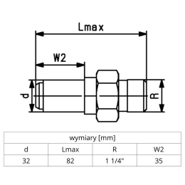 Adapter przejściowy PE/mosiądz +GF+ d32-1 1/4''