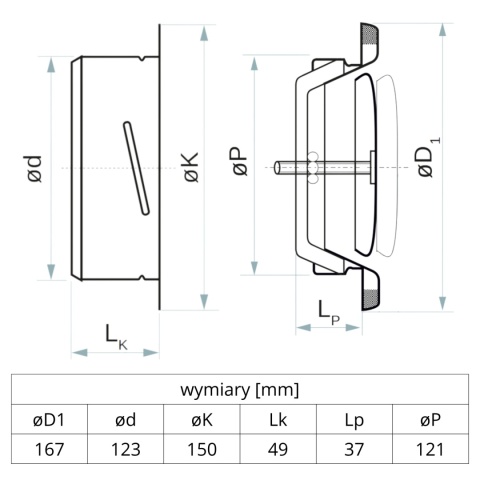 Anemostat wywiewny SMAY KK 125 czarny Anemostat wywiewny SMAY KK 125 czarny