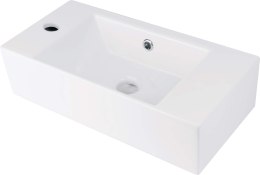 Umywalka ceramiczna nablatowa/ścienna z miejscem na baterię - lewa