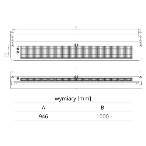 Kurtyna powietrzna bez wymiennika ciepła Slim N-100 RAL7016 Flowair Kurtyna powietrzna bez wymiennika ciepła Slim N-100 RAL7016 Flowair