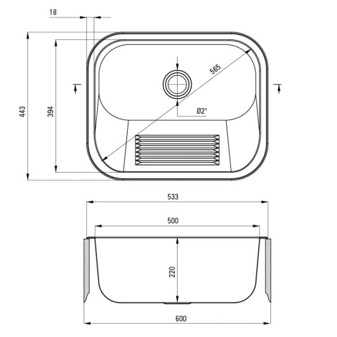 Zlewozmywak gospodarczy 1-komorowy wpuszczany lub mocowany do ściany DEANTE