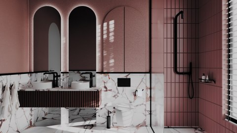 Bateria umywalkowa wysoka z prostokątną wylewką