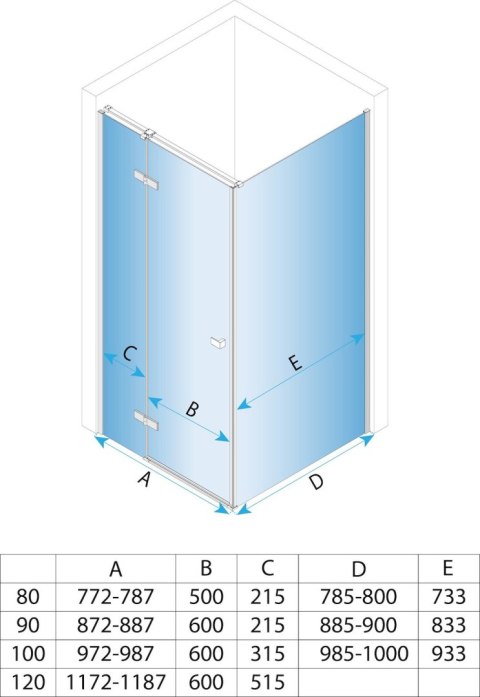 DRZWI PRYSZNICOWE ATLAS BRUSH GOLD 90 L