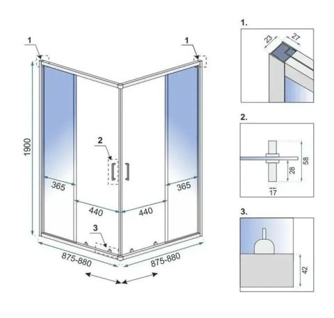 KABINA CITY BRUSH NIKIEL 80X100