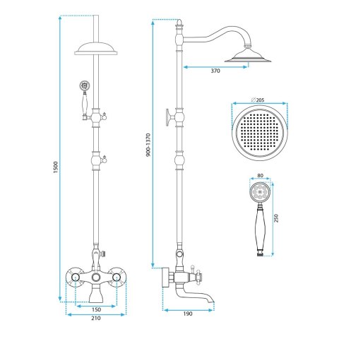 ZESTAW NATRYSKOWY BERGAMO BRĄZ ANTYCZNY