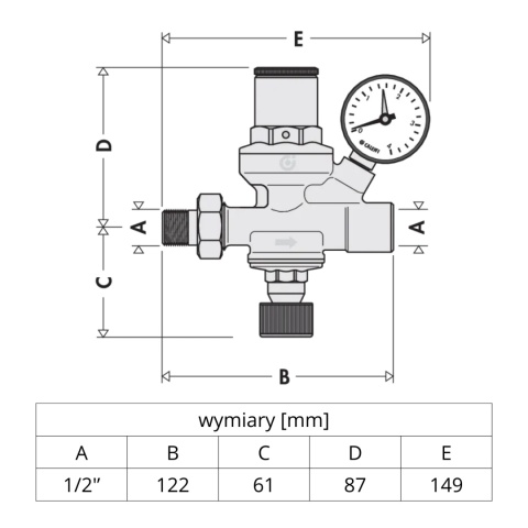 Automatyczny zawór do napełniania instalacji z zaworem ręcznym, filtrem i zaworem zwrotnym CALEFFI Automatyczny zawór do napełniania instalacji z zaworem ręcznym, filtrem i zaworem zwrotnym CALEFFI