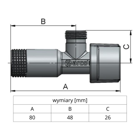 Zawór kątowy antykamienny ARCO A80 1/2''x1/2'' GZ Zawór kątowy antykamienny ARCO A80 1/2''x1/2'' GZ