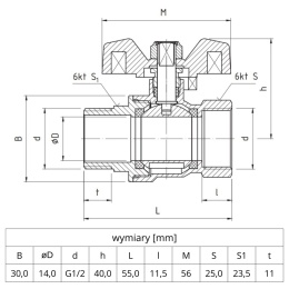 Zawór kulowy Perfekt System PHA-004 PN30 1/2'' (DN15) PERFEXIM