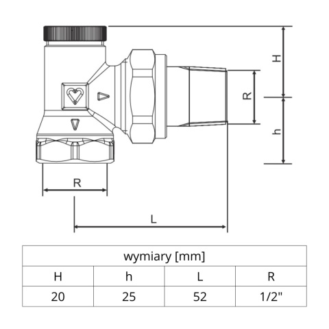 Zawór powrotny, kątowy 1/2'' RL-1 HERZ