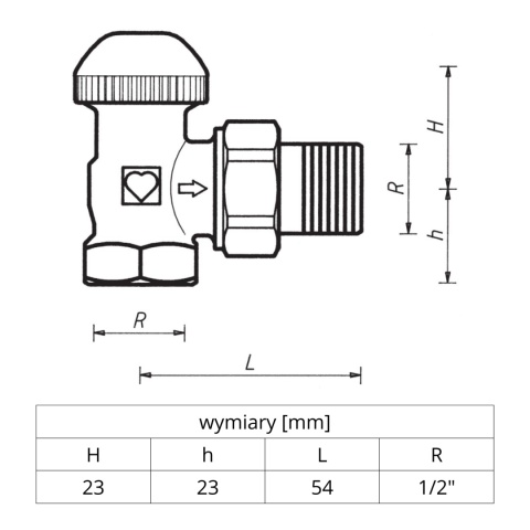 Zawór termostatyczny kątowy z widoczną nastawą wstępną HERZ-TS-98-V 1/2''