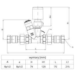 Termostatyczny zawór cyrkulacyjny DANFOSS MTCV 1/2'' (DN15)