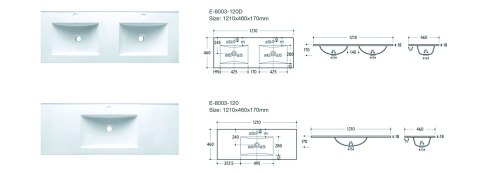 Umywalka meblowa jednokomorowa LAVA 120cm