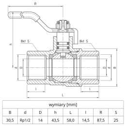 Zawór kulowy do gazu Perfekt System PHA-255 1/2'' (DN15) PERFEXIM