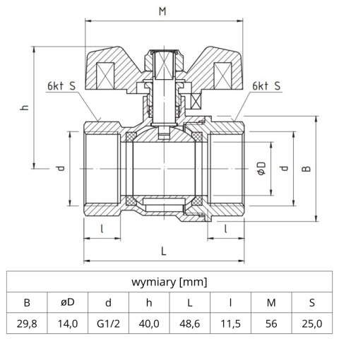 Zawór kulowy Perfekt System PHA-002 PN30 1/2'' (DN15) PERFEXIM