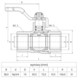 Zawór kulowy do gazu Perfekt System PHA-255 3/4'' (DN20) PERFEXIM