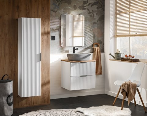 Szafka pod umywalkę 60cm biała ryflowana ADEL WHITE