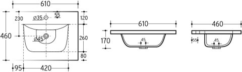 Umywalka meblowa jednokomorowa 60cm SKY